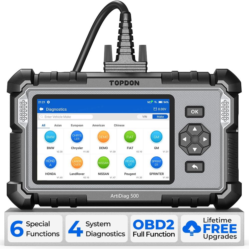 OBD2 Code Reader TOPDON ArtiDiag500, DIagnostic Scanner Engine/Transmission/ABS/Airbag Car Diagnostic Tool, 5 Reset Functions for Oil/BMS/ABS/ETS/Throttle, One-Click Lifetime Wi-Fi Update